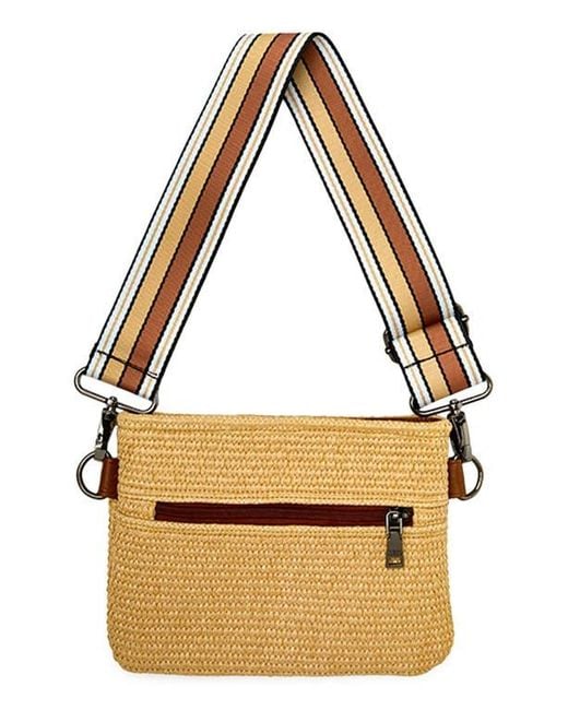 Think Royln Metallic Raffia Crossbody Bag