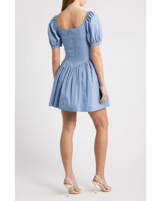 Wayf Blue Fiona Short Sleeve Minidress