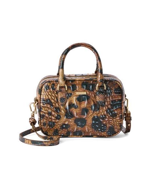 Brahmin Brown Mara Croc Embossed Leather Top Handle Bag