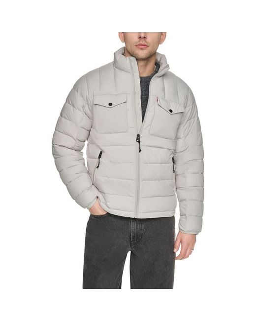 Levi's Gray Stand Collar Puffer Jacket for men