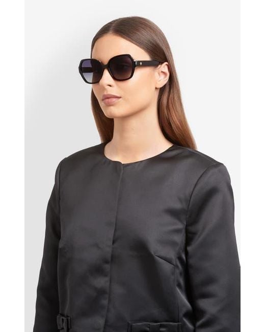 Kate Spade Black Layne 57Mm Geometric Square Sunglasses