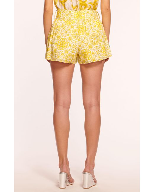 Ramy Brook Yellow Allie Floral Belted Cotton Blend Shorts