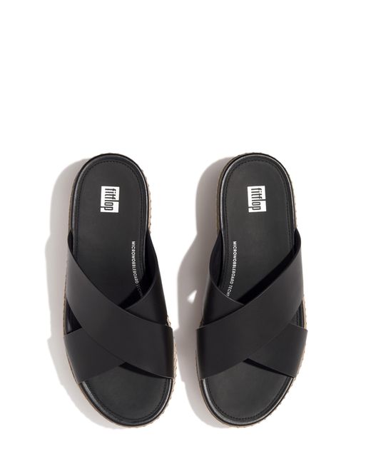 Fitflop Black Eloise Platform Wedge Slide Sandal