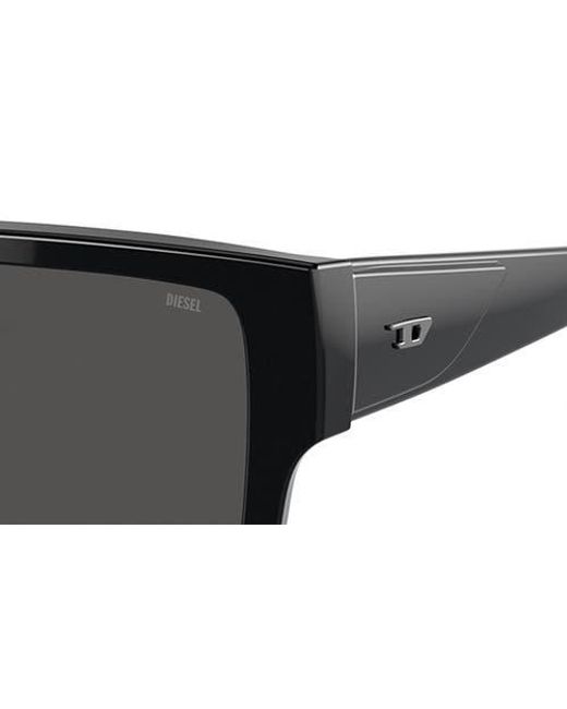 DIESEL Black Geck-D 57Mm Rectangular Sunglasses for men