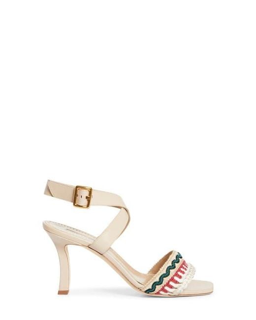 Manolo Blahnik Natural Mabeco Ankle Strap Sandal