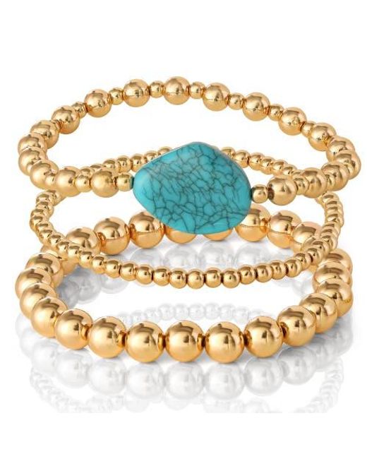 Jessica Simpson Metallic 3-Piece Beaded Stretch Bracelet Set