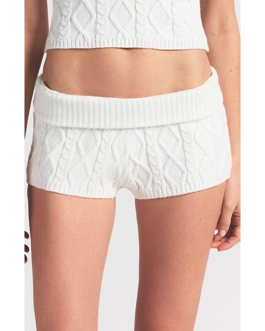 Skims White Sweater Knit Shorts