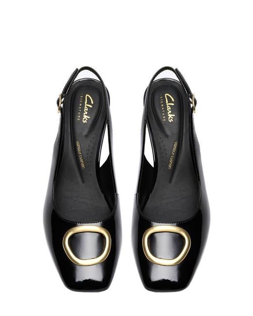 Clarks Black Fernie Square Toe Slingback Pump