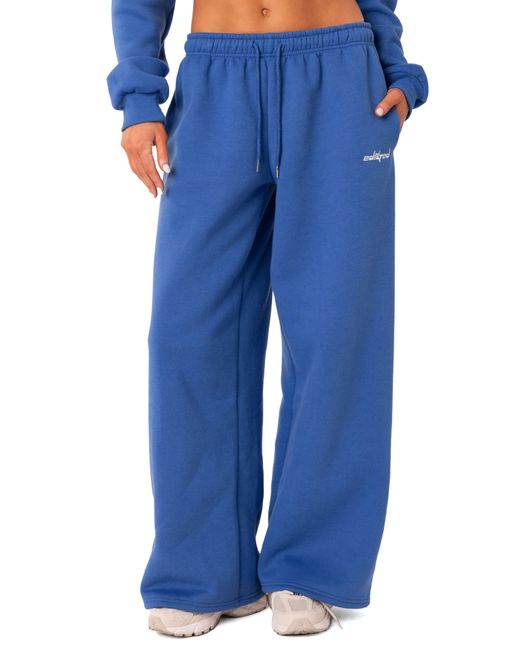 Edikted Breanna Low Rise Wide Leg Sweatpants in Blue Lyst