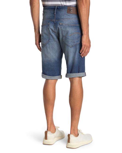 G-Star RAW Blue Slim Fit Denim Shorts for men