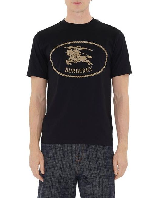 Tシャツ・カットソー Burberry Black T-Shirt With Equestrian Knight Design Burberry Equestrian Knight Design Stamp Graphic T-Shirt in