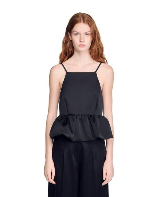 Sandro Blue Ruffled Crop Top
