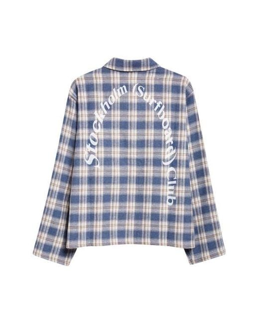 Stockholm Surfboard Club Club Plaid Overshirt in Blue for Men | Lyst