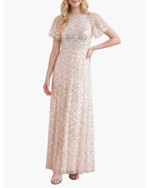 Needle & Thread Natural Deco Dot Gloss Ankle Gown