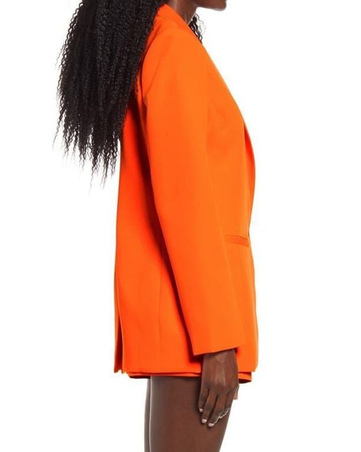 Endless Rose Orange Tailored Single Button Blazer