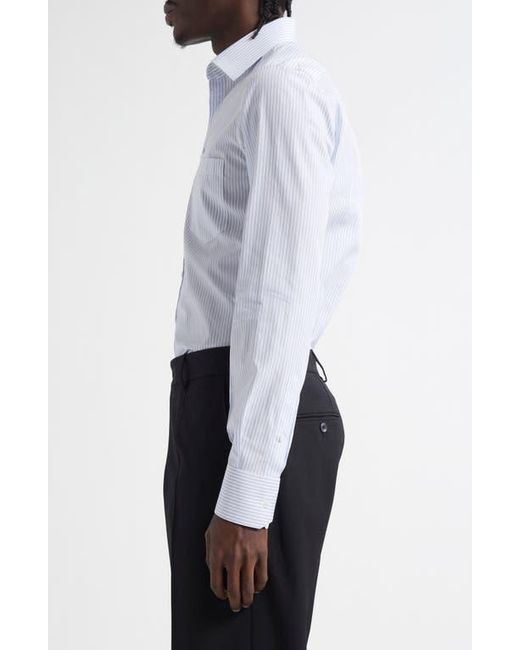 Dolce & Gabbana Blue Martini Fit Stripe Cotton Poplin Button-Up Shirt for men
