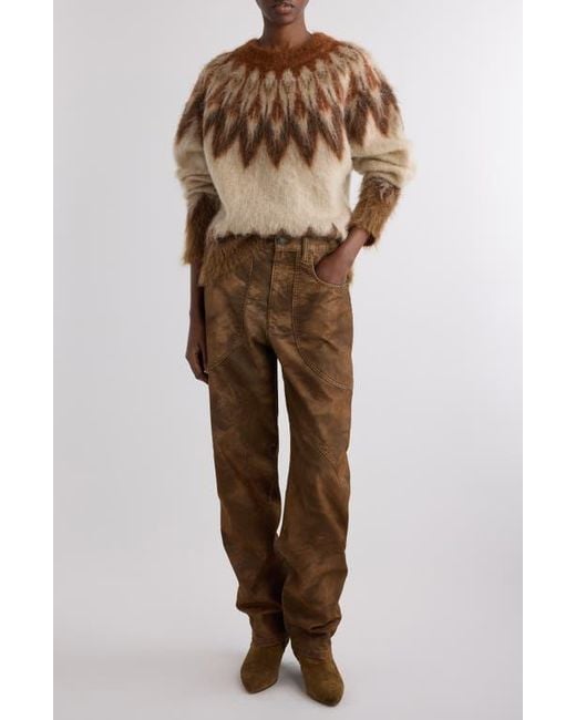 Isabel Marant Brown Natania Wool & Mohair Blend Fair Isle Sweater