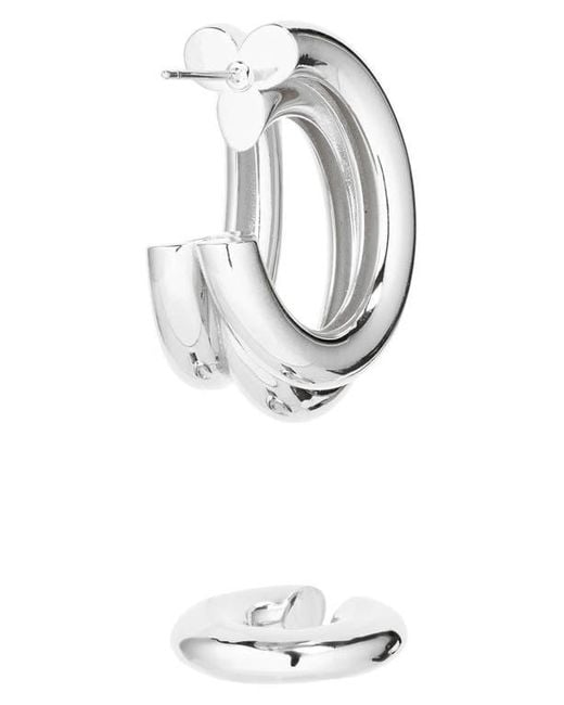 Rabanne White Triple Loop Hoop Earrings & Ear Cuff Set