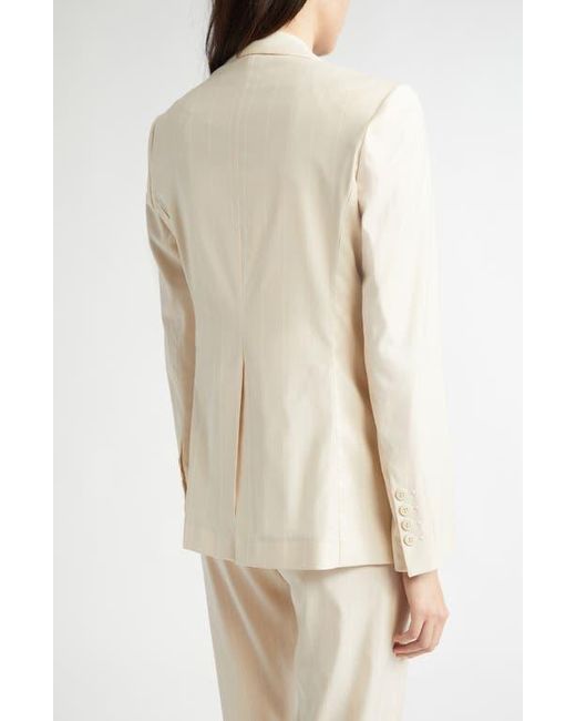 Eleventy Natural Pinstripe One-Button Stretch Virgin Wool Blend Blazer