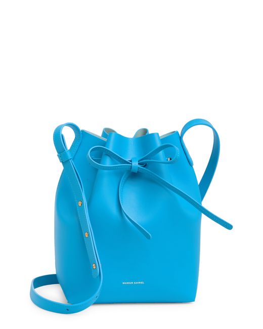 Mansur Gavriel Blue Mini Leather Bucket Bag