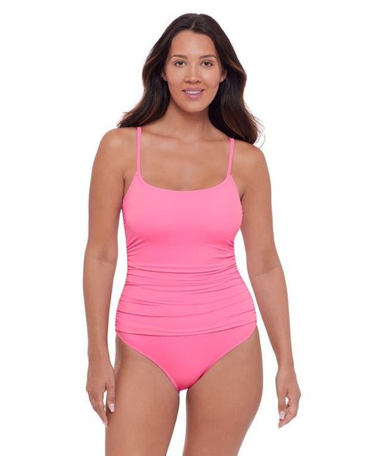 S3 Pink Classic Shirred Front One Piece Swimsuit