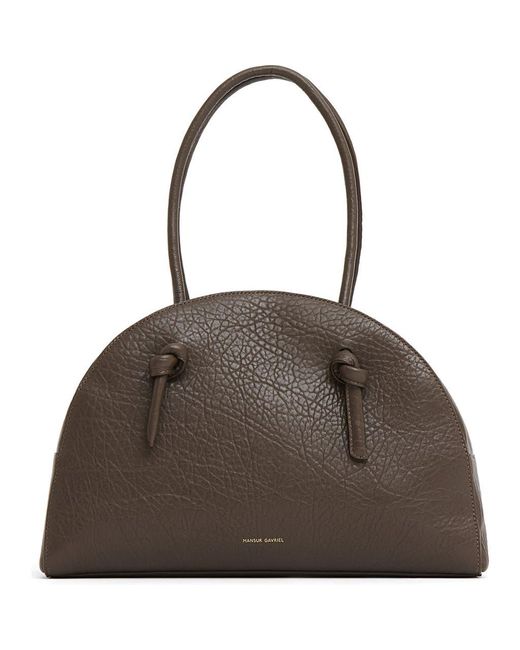 Mansur Gavriel Brown Fortuna Leather Bowling Bag