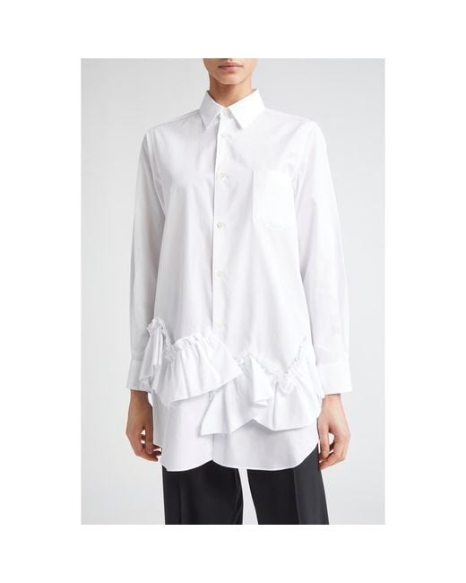 Comme des Garçons White Cotton Broadcloth Button-Up Shirt