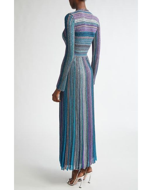 MISSONI ストライプ 長袖 アンサンブル Missoni Sequin Metallic Stripe Long Sleeve Sweater Dress