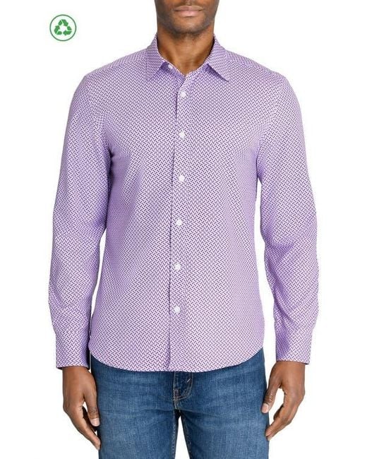 Con.struct Purple Slim Fit Mosaic Dot Recycled 4-Way Stretch Performance Long Sleeve Shirt for men