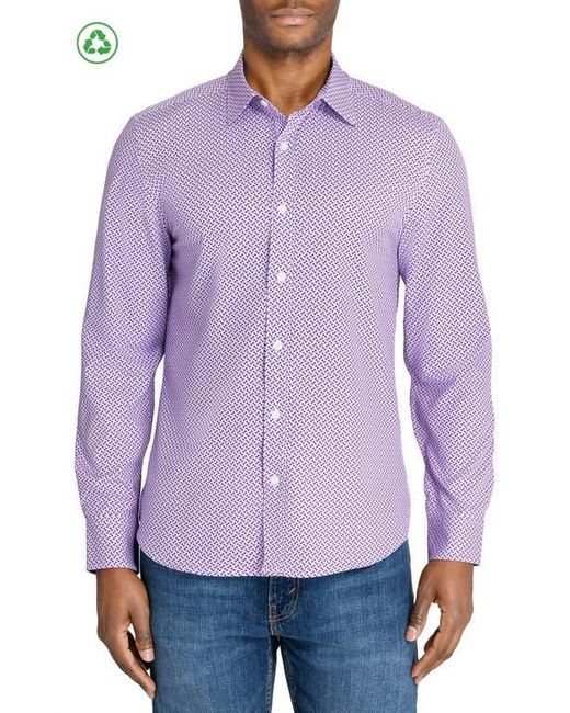 Con.struct Purple Slim Fit Mosaic Dot Recycled 4-Way Stretch Performance Long Sleeve Shirt for men