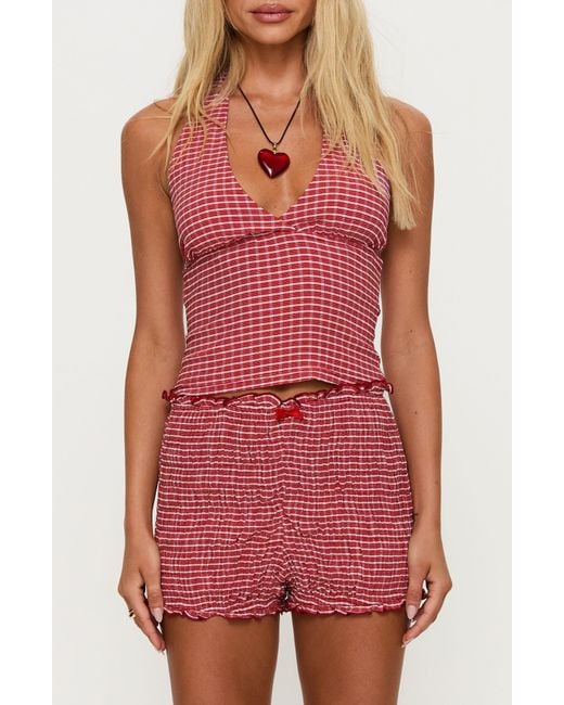 Princess Polly Red Whimsy Gingham Halter Top