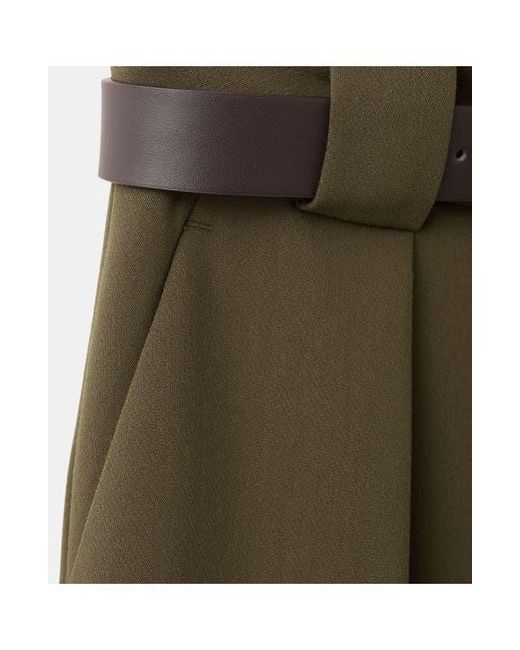 Mango Green Belted Pleated Straight Leg Pants