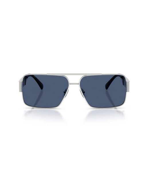 Versace Blue 61Mm Rectangular Sunglasses for men