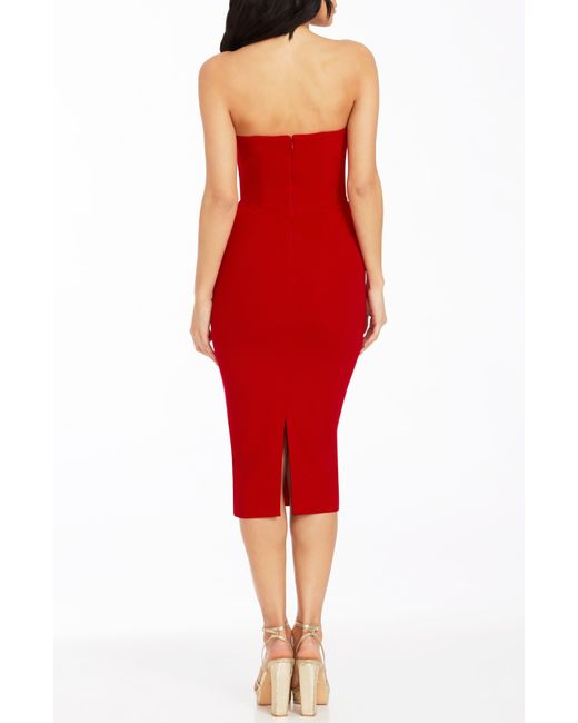Dress the Population Red Erica Strapless Cocktail Sheath Dress
