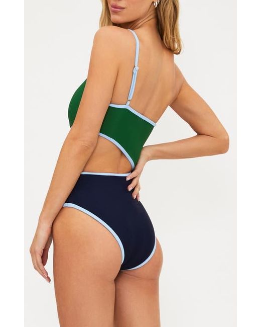 Beach Riot Green Liora Colorblock Rib One-Piece Swimsuit