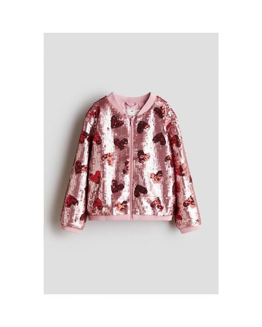 H&M Red Sequined Bomber Jacket