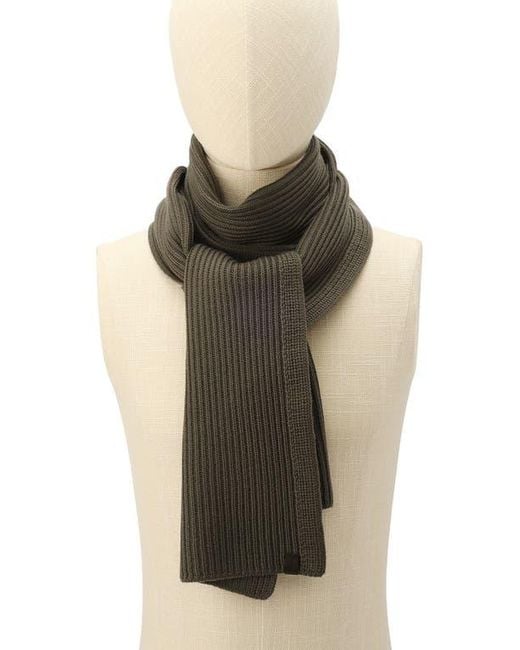 AllSaints Black Merino Wool Rib Scarf for men