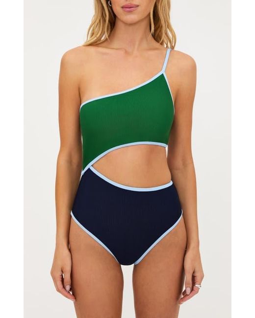 Beach Riot Green Liora Colorblock Rib One-Piece Swimsuit