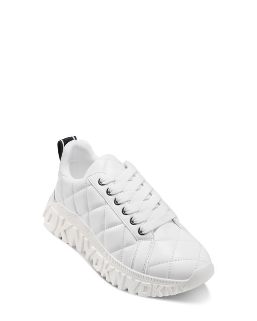 DKNY White Lathen Platform Sneaker