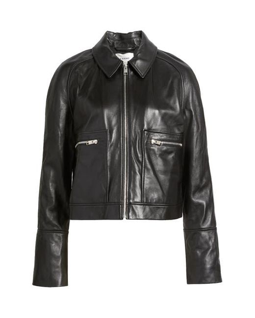 FRAME Black The Leather Zip Front Jacket