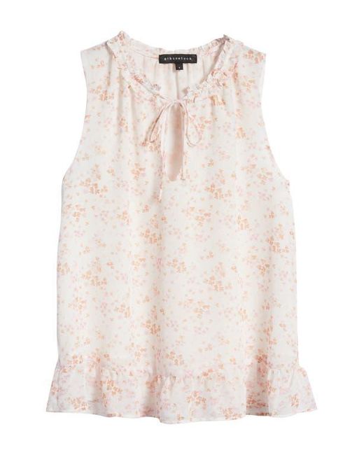 Gibsonlook White Floral Ruffle Blouse