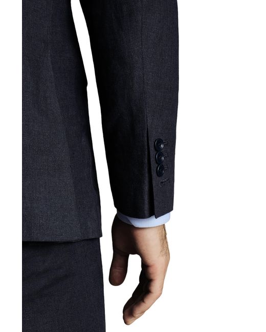Charles Tyrwhitt Blue Linen Slim Fit Jacket for men