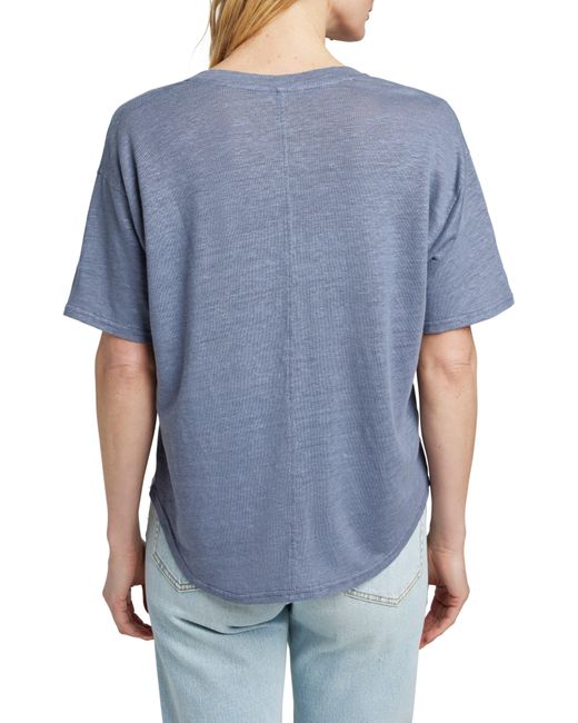 Faherty Brand Blue Linen V-neck T-shirt