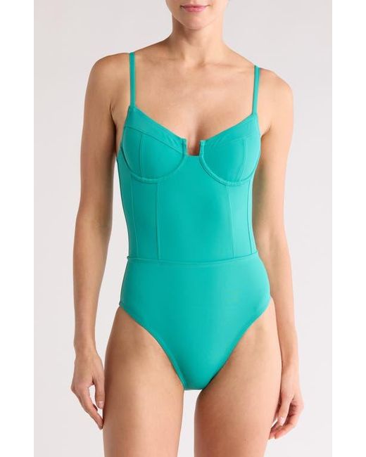 Solid & Striped Green Veronica Underwire One-Piece Swimsuit