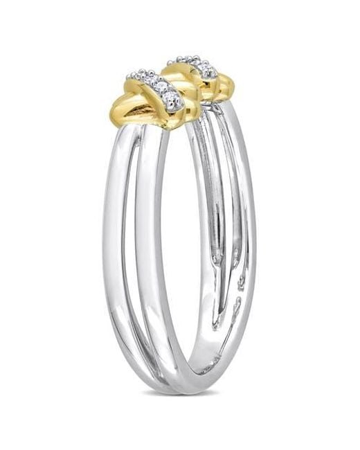 Julianna B Metallic Diamond Crossover Open Ring 14K
