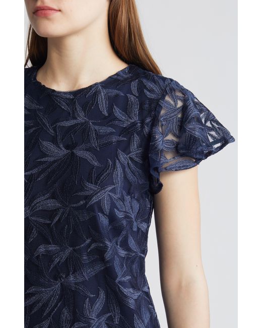 Sam Edelman Blue Leafy Embroidered Sheath Dress
