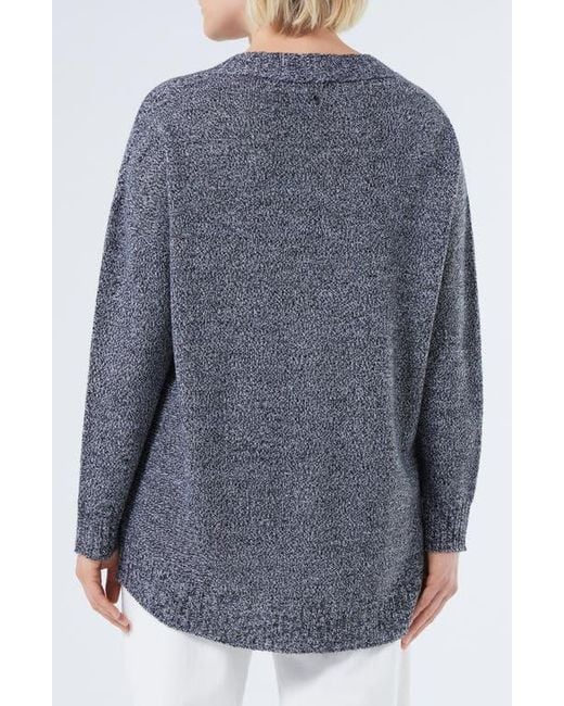 Marina Rinaldi Blue Sierra V-Neck Wool Blend Sweater