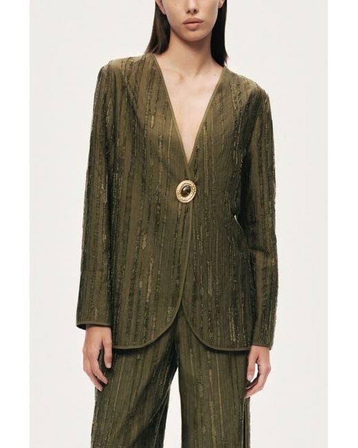 Nocturne Green Textured Tailored Jacket
