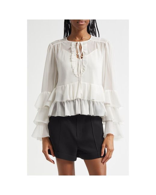 Cinq À Sept White Steffina Layered Ruffle Top