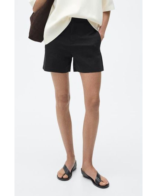 Mango Black High Waist Cotton Shorts